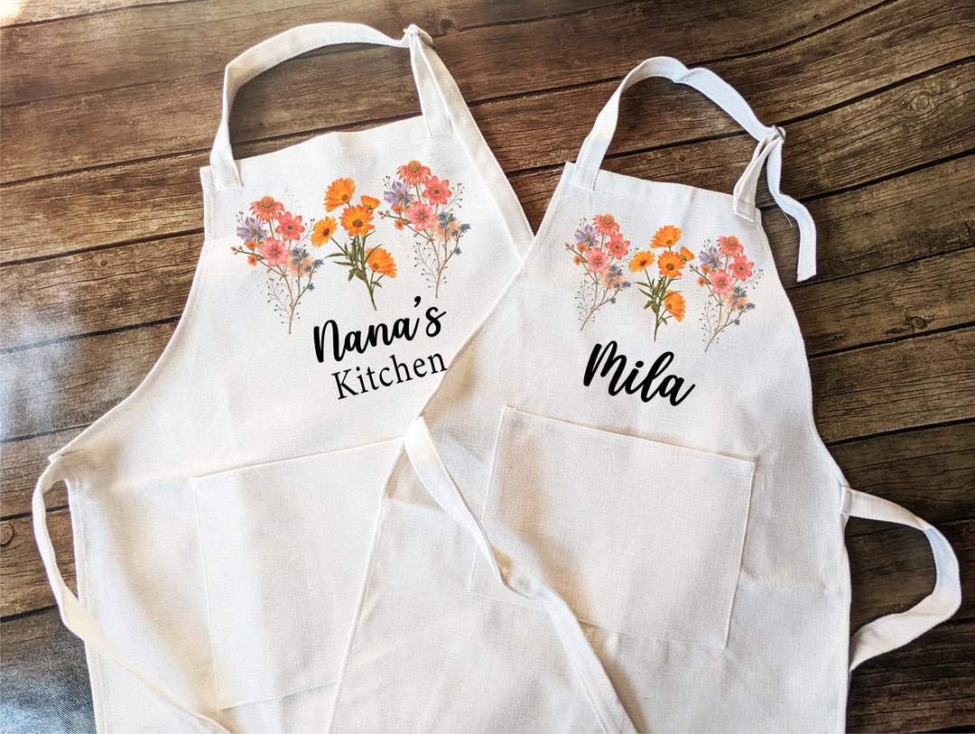 Personalized apron for kids Adult with Pocket | Mom daughter matching baking apron | kids birthday gift | Baking Apron |Custom Cooking Apron