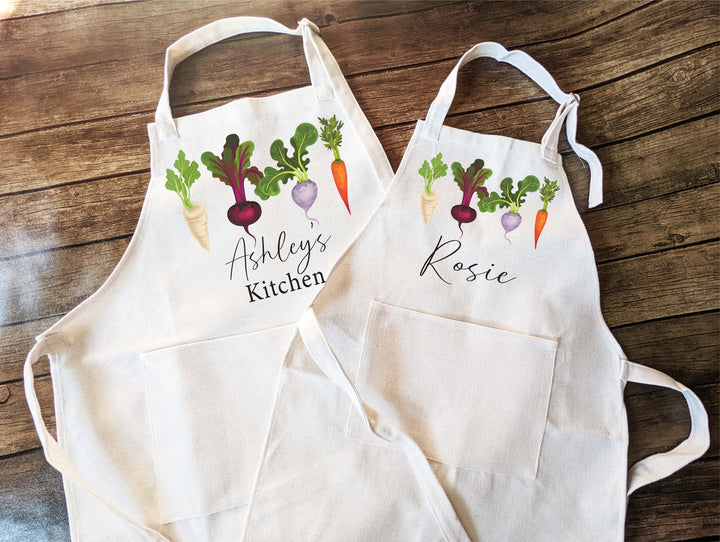 Personalized Kitchen apron for women with Pocket Mom daughter matching baking apron kids birthday gift Baking Apron Custom Cooking Apron