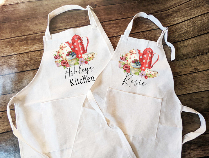 Personalized Retro apron for kids Adult with Pocket Mommy and me&nbsp;baking apron kids birthday gift Custom Cooking Apron Mothers day gift Mom