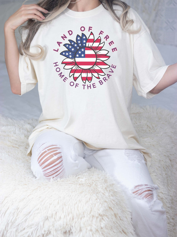 Land of free USA Flag Sunflower Independence day Patriotic shirt&nbsp;Freedom shirt 4 th of July shirt Memorial day shirt Gift For American