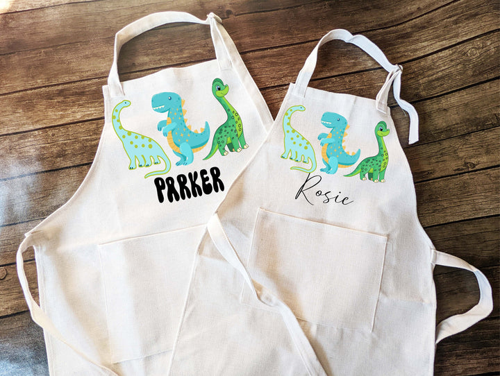 Personalized dinosaur kids apron with Pocket and adjustable strap Custom kids apron Gift Baking apron Boys baker apron Birthday gift aprons