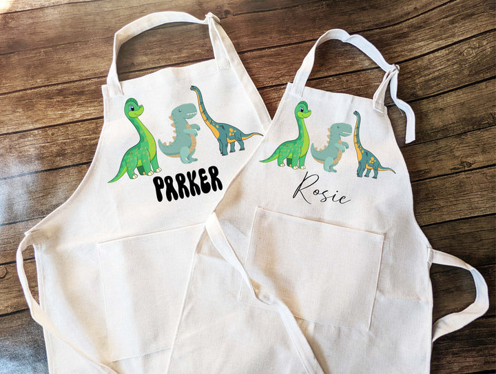 Personalized Dinosaur Kids Apron, Adjustable Strap