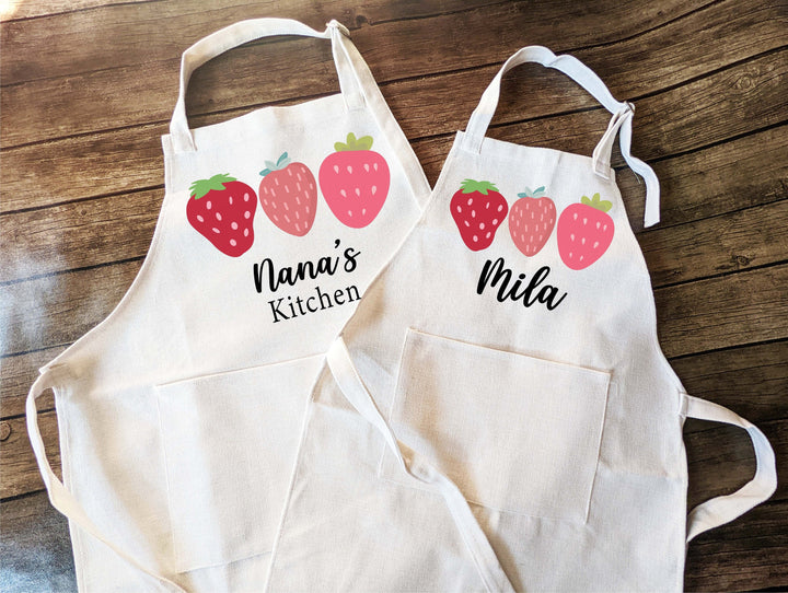 Personalized Apron for Women & Kids with Pocket, Gift Set