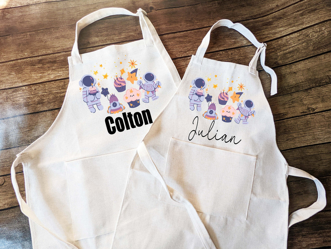 Astronaut Personalized Kids Apron with Pocket Custom Gift