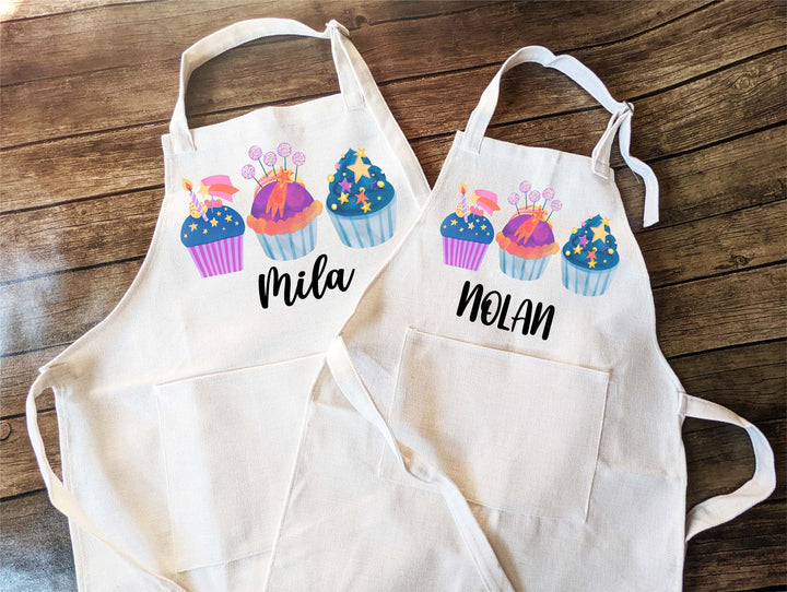 Galaxy Cupcake apron for kids Adult with Pocket Kids baking apron&nbsp;kids birthday gift Baking Apron girl Custom Cooking Apron&nbsp;Children Apron