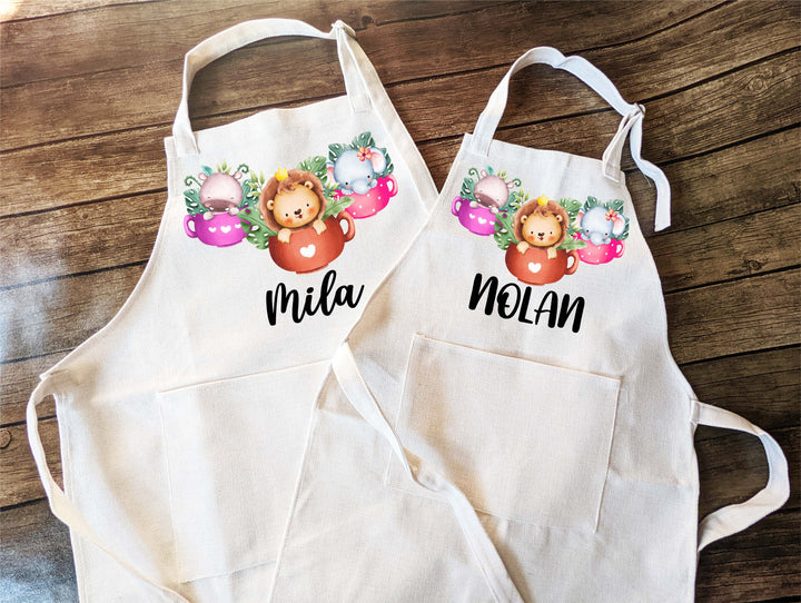 Cute Personalized Kids Apron with Pocket, Baking