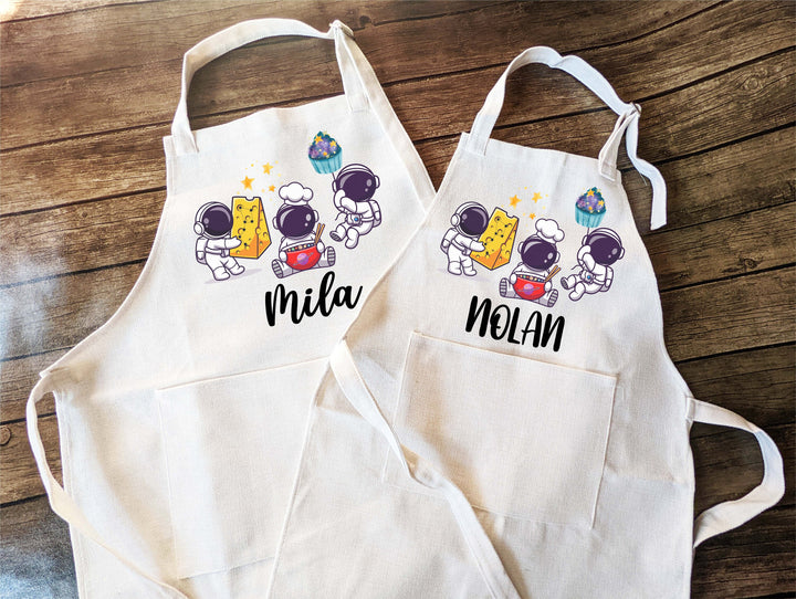 Personalized Astronaut Kids Apron with Pocket, Custom Gift