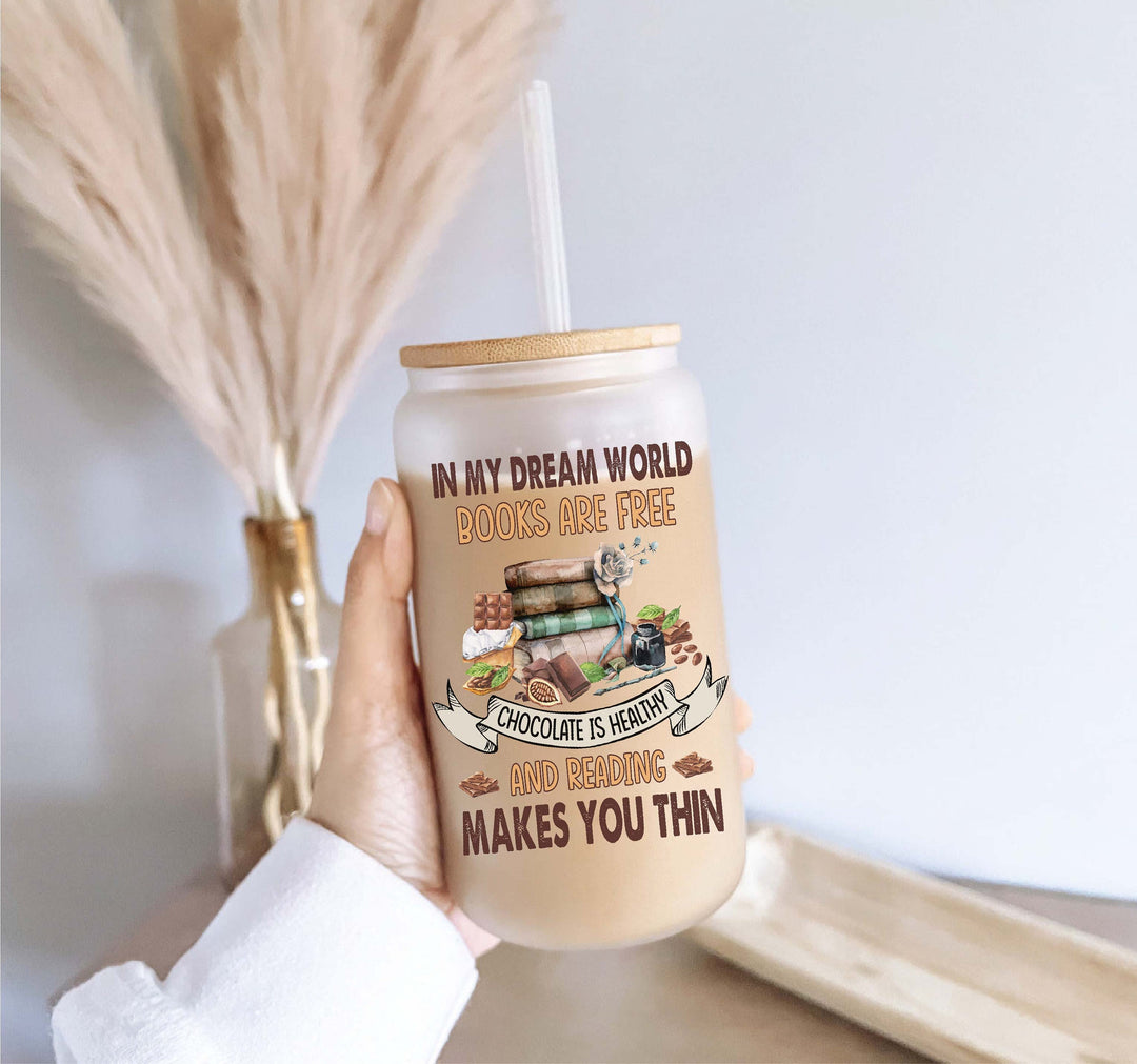 Funny Books Iced Coffee Glass With Lid And Straw Gift