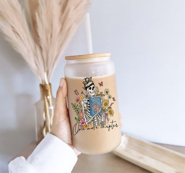 Books Iced Coffee Glass With Lid And Straw Tumbler Cup