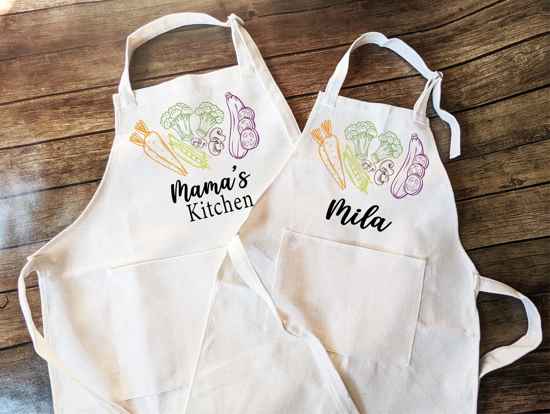 Personalized apron for kids Adult with Pocket | Mom daughter matching baking apron | kids birthday gift | Baking Apron |Custom Cooking Apron