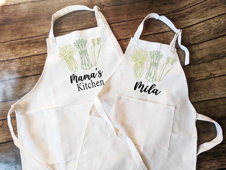 Personalized Linen Cooking Apron for Women with Pocket
