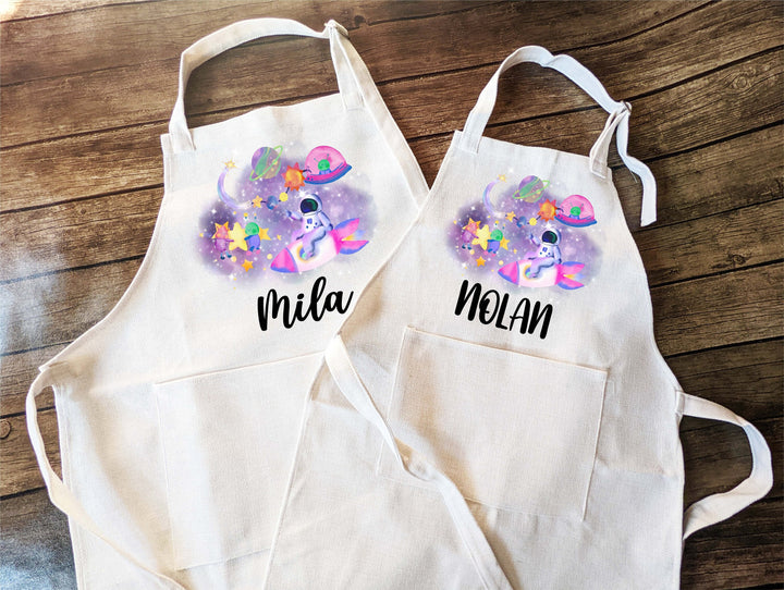 Galaxy birthday favor Personalized kids apron with Pocket Custom kids apron Toddler Kids baking Gift Children baking apron Birthday gift kid