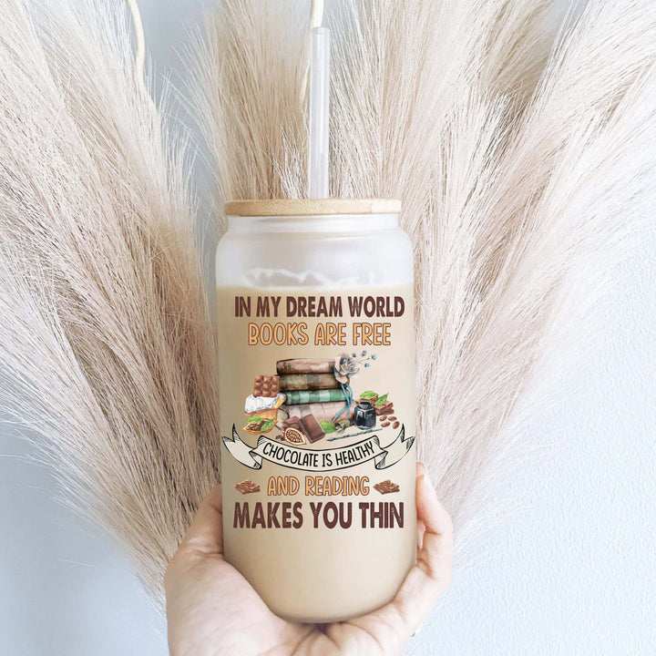Funny Books Iced Coffee Glass With Lid And Straw Gift