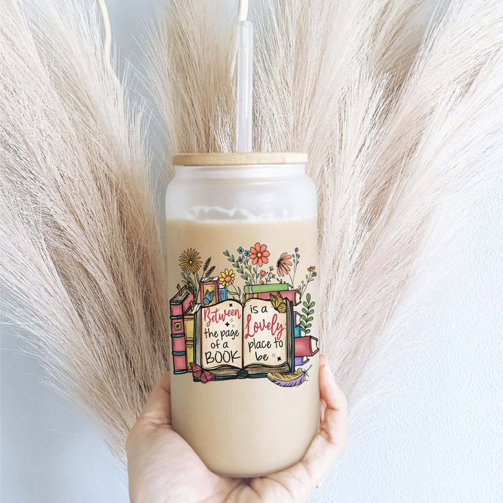 Books Iced Coffee Glass With Lid And Straw 16oz Tumbler