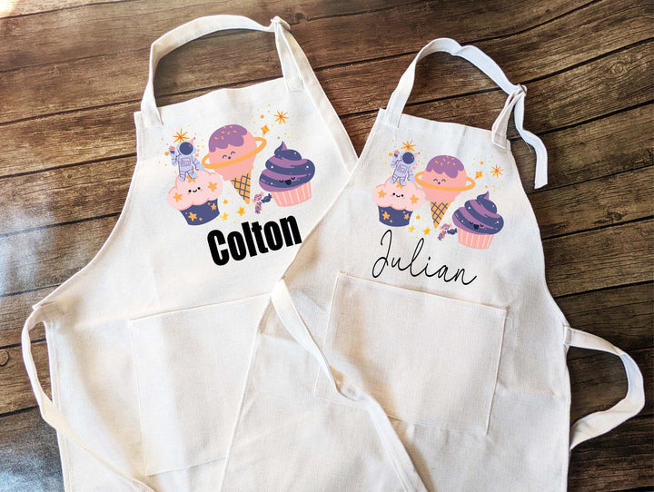 Galaxy Cupcake apron for kids Adult with Pocket Kids baking apron&nbsp;kids birthday gift Baking Apron girl Custom Cooking Apron&nbsp;Children Apron