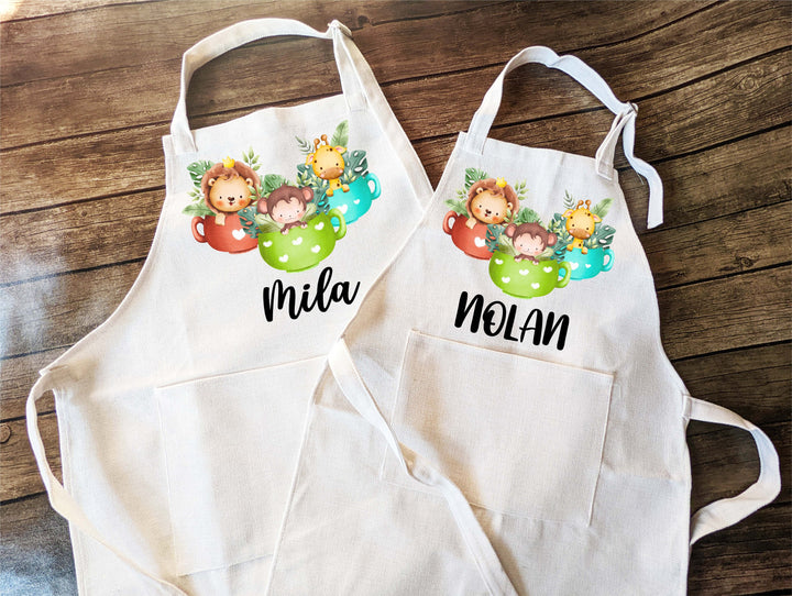 Cute Personalized Kids Apron With Pocket Custom Baking