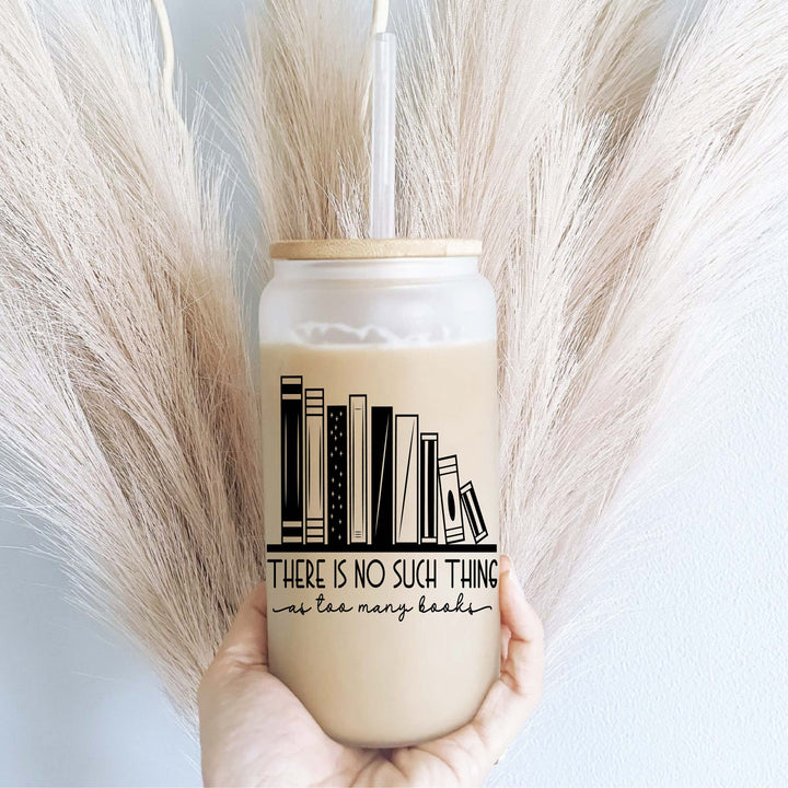 Books Iced Coffee Glass Cup With Lid And Straw Tumbler