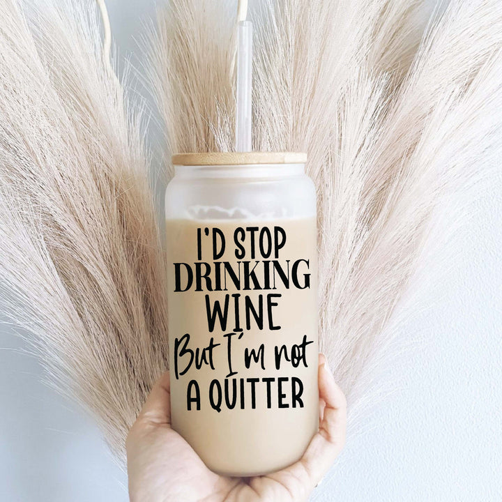 Funny Drinking Wine Iced Coffee Glass With Lid And Straw