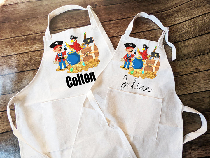 Personalized pirate boy kids apron with Pocket Custom apron Toddler Personalized Baking apron boys baking Gift Children baking apron gifts