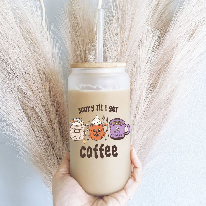 Halloween Coffee Iced Coffee Glass Cup With Lid And Straw