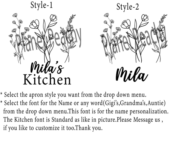 Floral Cooking Apron for Women with Pocket