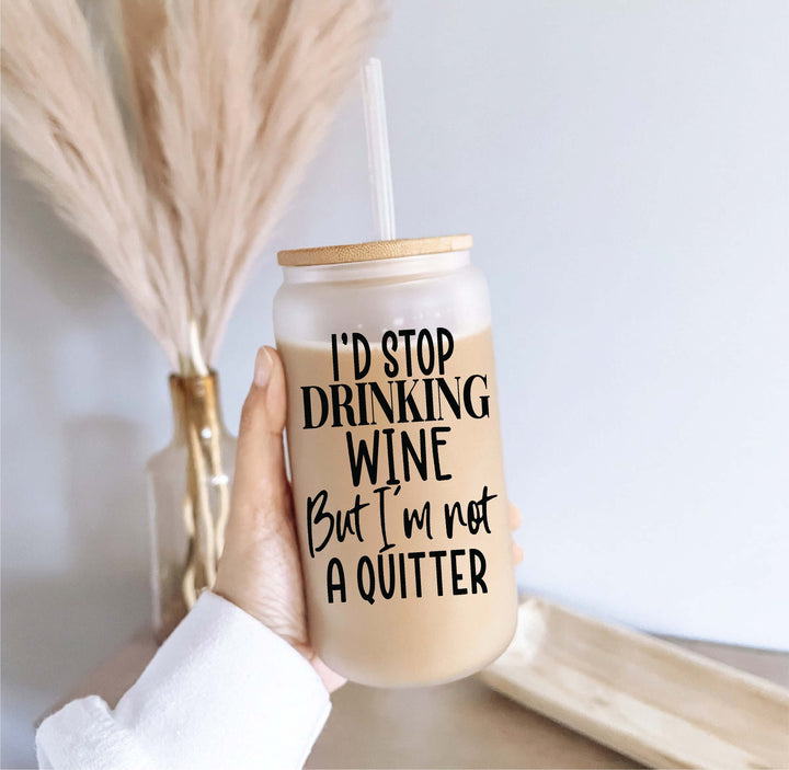 Funny Drinking Wine Iced Coffee Glass With Lid And Straw