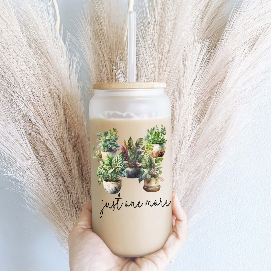 One More Plant Iced Coffee Glass With Lid And Straw