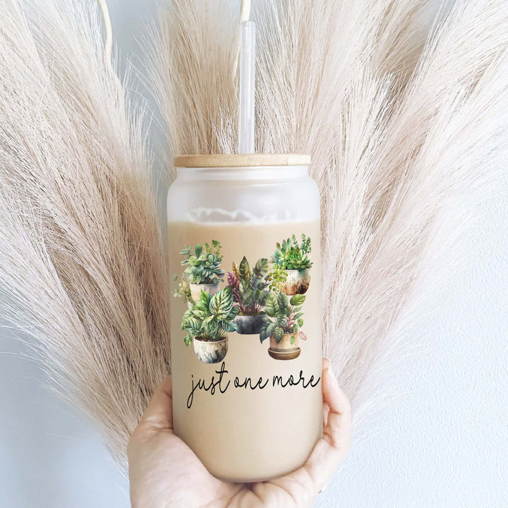 One More Plant Iced Coffee Glass With Lid And Straw