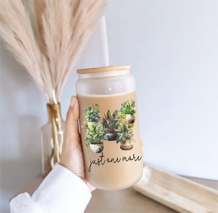 One More Plant Iced Coffee Glass With Lid And Straw