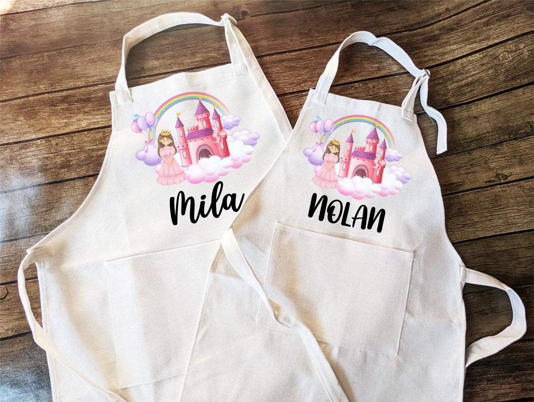 Personalized Princess Kids Apron with Pocket for Toddlers