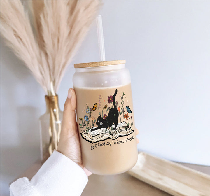 Good Day To Read Book Lover Gift Iced Coffee Glass Tumbler