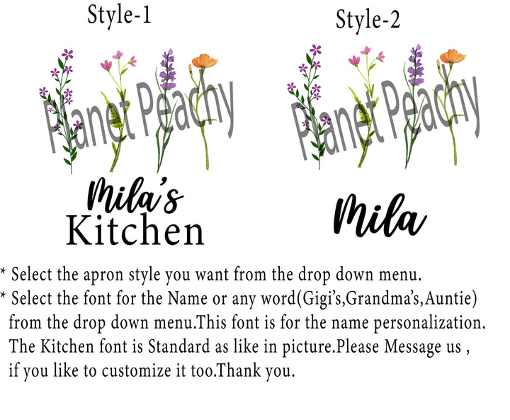 Personalized floral apron for women kids with Pocket Mom daughter matching baking apron kids birthday gift Family apron Gift for cook Baker