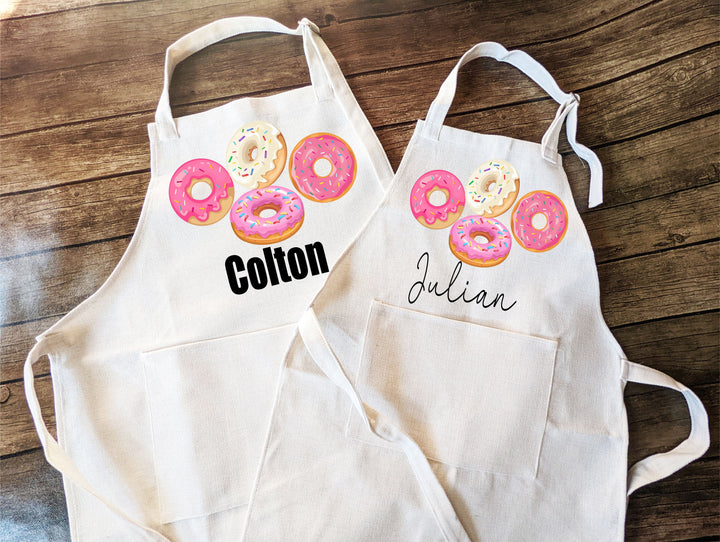 Personalized Kids Donut Apron With Pocket Custom Gift