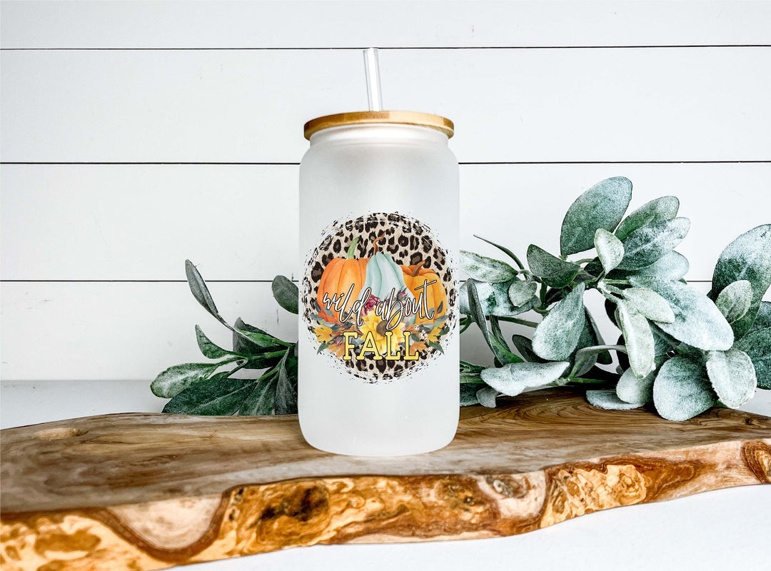 Wild About Fall Iced Coffee Cup with Lid and Straw 16 oz