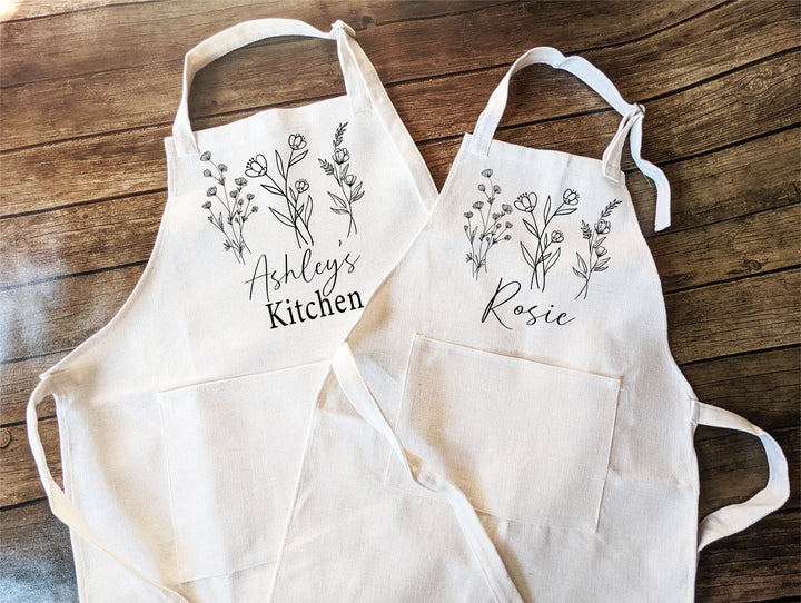 Floral Apron for Women with Pocket Custom Cooking Gift