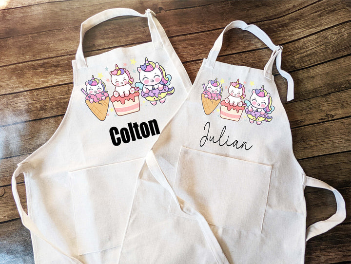 Personalized Kids Apron with Pocket - Custom Baking Apron for Girls and Boys - Cute Kitchen Gift for Children