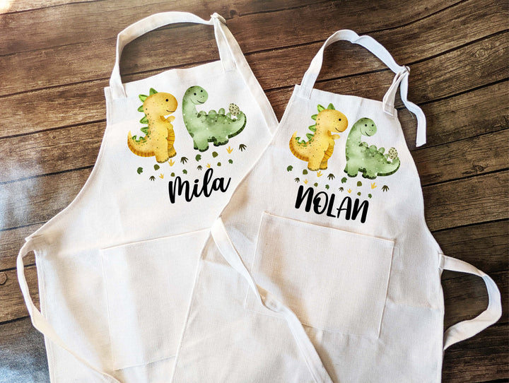 Personalized Dinosaur Boys Apron with Pocket