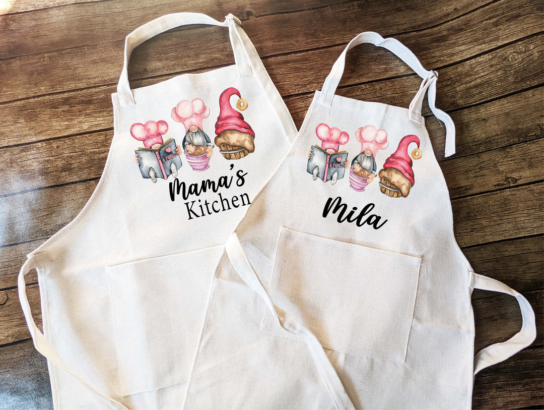 Gnome Baking Apron For Women Kids With Pocket Custom Gift