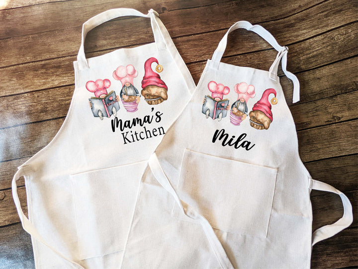 Gnome Baking Apron For Women Kids With Pocket Custom Gift