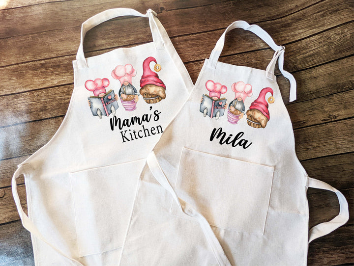 Gnome Baking apron for women kids with Pocket&nbsp;Mom daughter matching baking apron&nbsp;kids birthday gift Baking Apron girl Custom Cooking Apron