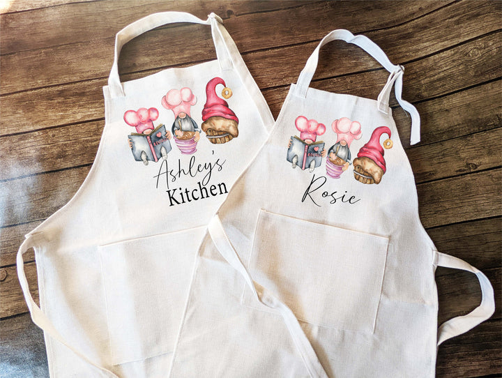 Gnome Baking apron for women kids with Pocket&nbsp;Mom daughter matching baking apron&nbsp;kids birthday gift Baking Apron girl Custom Cooking Apron