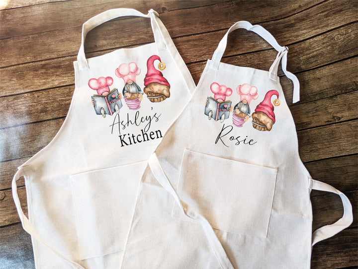 Gnome Baking Apron For Women Kids With Pocket Custom Gift