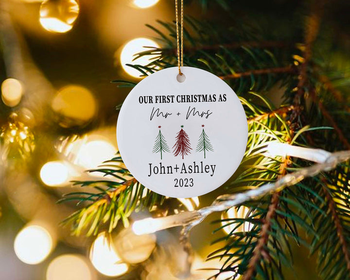 Personalized Christmas Ornament Custom Name Mr and Mrs Ornament