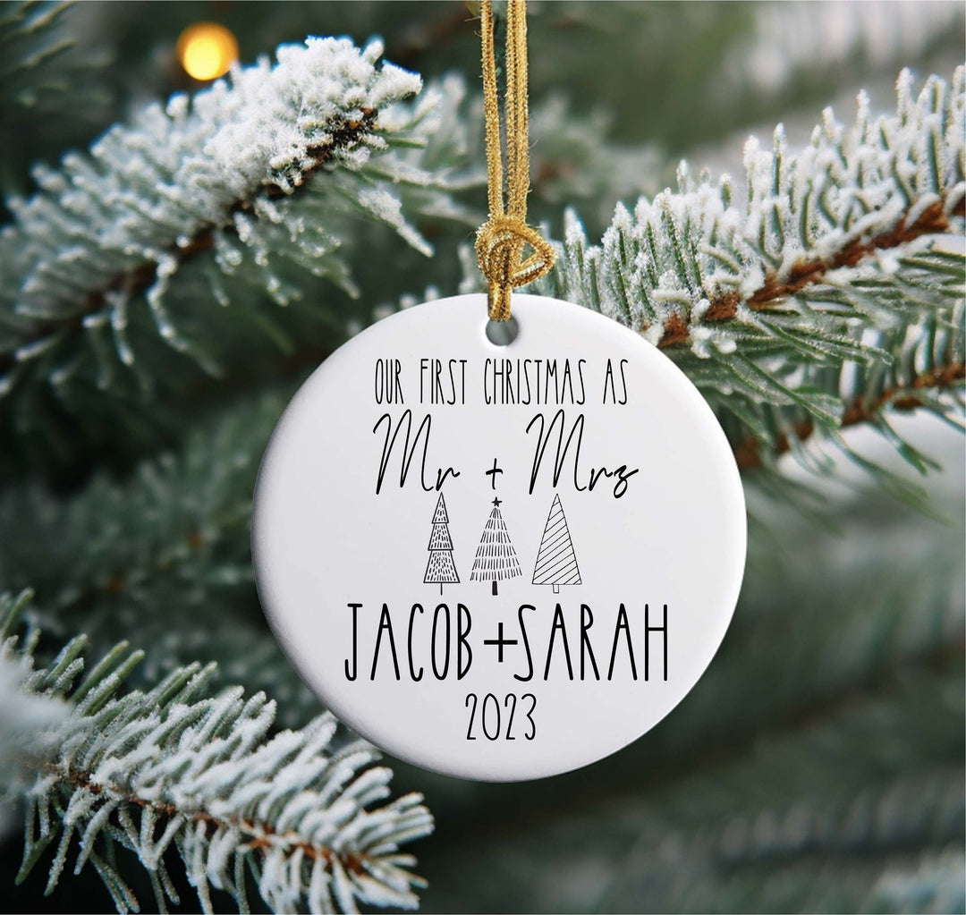 Personalized Christmas ornament Custom name Mr and Mrs Christmas Ornament Married Christmas ornament&nbsp;Our first Christmas ornament married