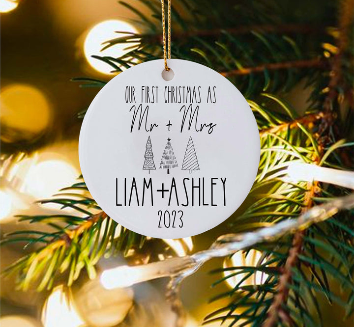 Personalized Christmas ornament Custom name Mr and Mrs Christmas Ornament Married Christmas ornament&nbsp;Our first Christmas ornament married