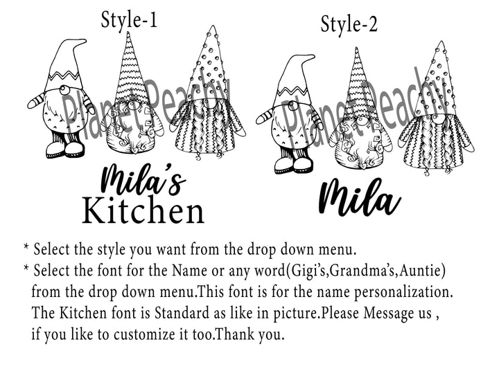 Personalized Gnome Baking Apron, Women & Kids Gift