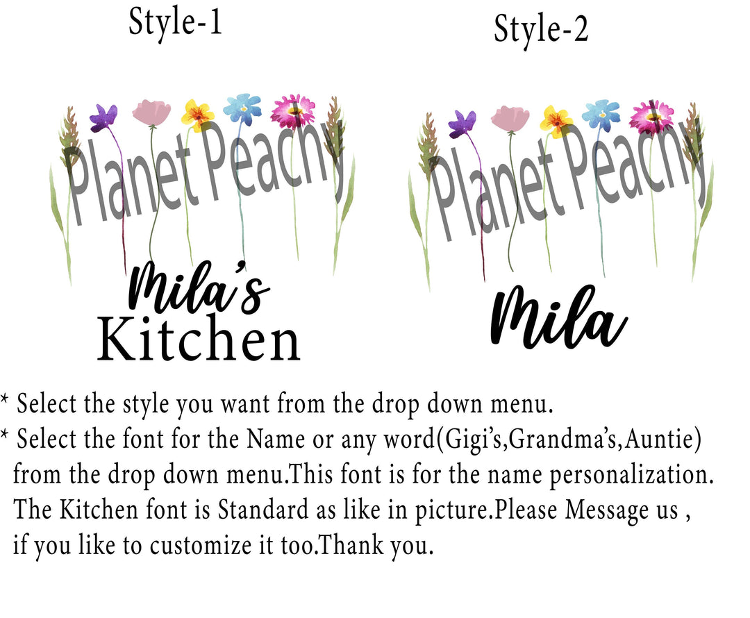 Personalized floral apron for women kids Custom cooking baking apron Kids Birthday gift apron for women with pocket baker gift Kitchen apron