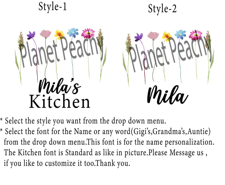 Personalized Floral Apron for Women Kids Custom Baking