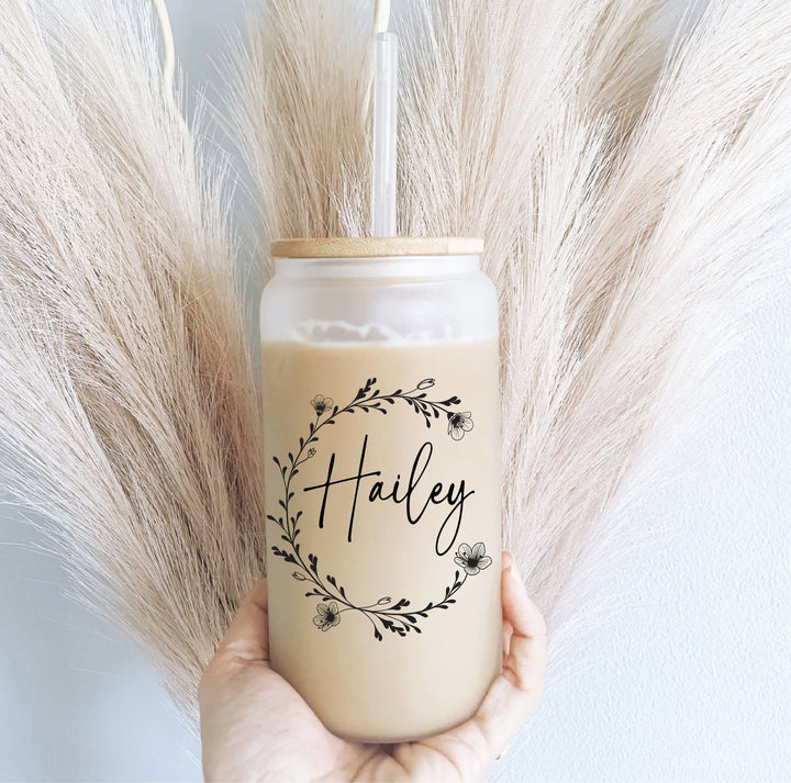 Personalized Iced Coffee Cup with Name Lid and Straw