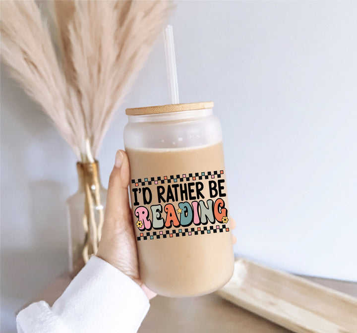 Iced Coffee Glass Cup with Lid & Straw – Book Lover Gift